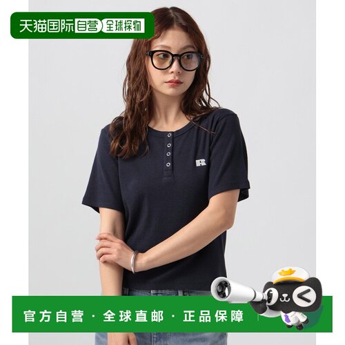1h可退 日本直邮Russell Athletic 女装 亨利领罗纹短袖T恤 66886