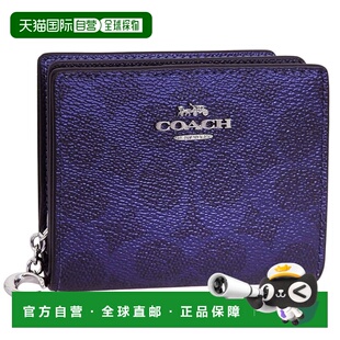 日本直邮Coach 女士双折钱包插座SNAP WLT MTLLC SIG CCL96SBLNV