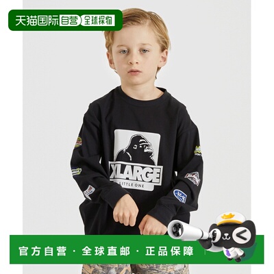 日本直邮XLARGE 儿童 长袖T恤 侧袖徽章风印花 纯棉 9461205