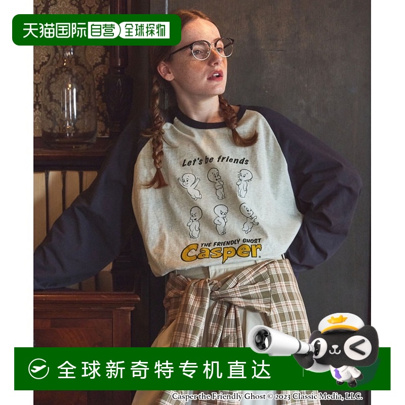 日本直邮MONO-MART LADY'S CASPER 复古风字符印花长袖T恤 棉质
