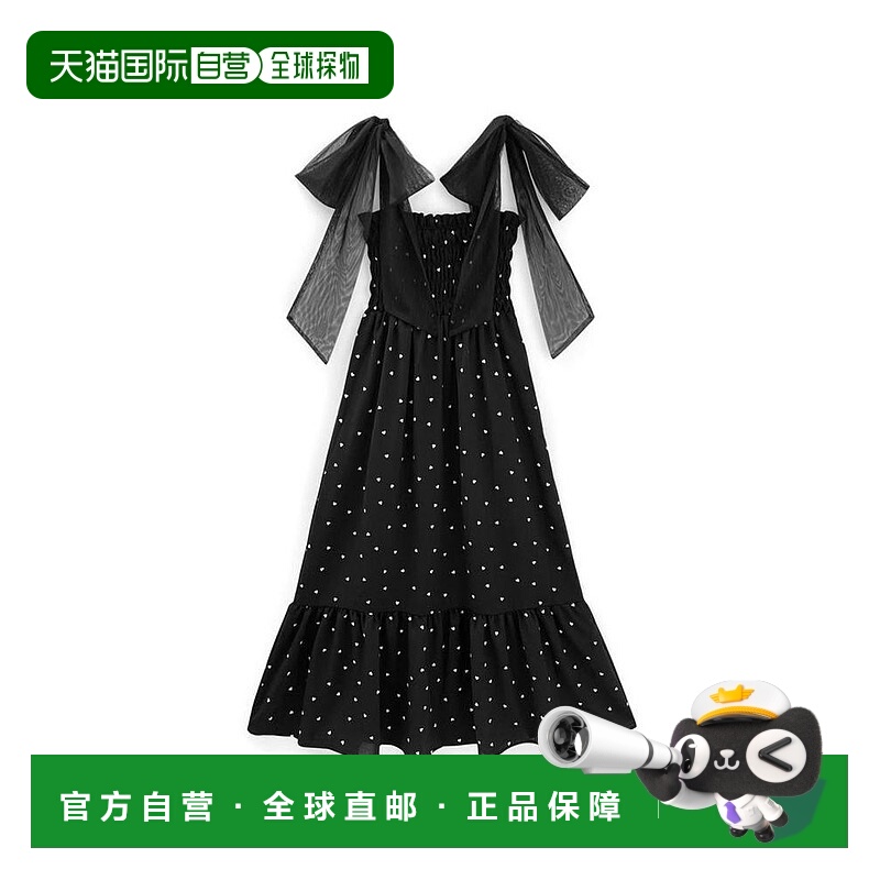 日本直邮日潮 GRL 蝴蝶结肩带心形图案喇叭裙连衣裙  fo2127优雅