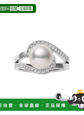 日潮跑腿Mikimoto御木本铂金珍珠钻石戒指百搭大气小巧