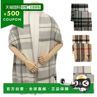 日本直邮JOSHUA ELLIS 围巾 经典格子 羊绒 白色 灰色 男女通用 J