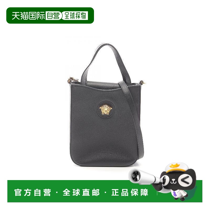 日本直邮中古Versace范思哲女包A级95新Handbag手包牛皮斜挎包黑