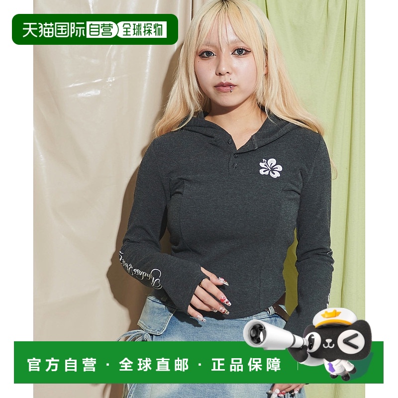 1h可退 日本直邮DISPARK 女士刺绣花卉短款连帽卫衣 DI25SP01L006