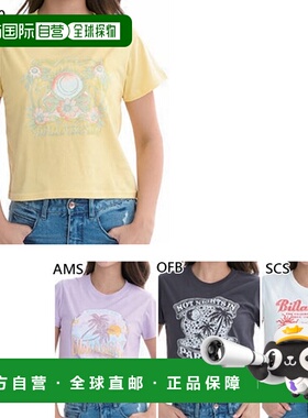 日本直邮Billabong 女士印花修身短袖T恤休闲上衣紫色黄色BF01C21