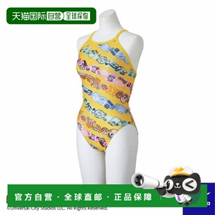 竞技游泳练习泳衣 女士米妮翁图案中款 黄色 Mizuno 日本直邮