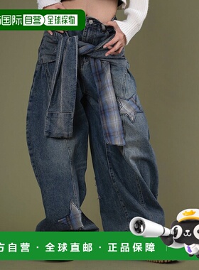 1h可退 日本直邮dispark女装宽松Y2K风假袖桶型牛仔裤 DI25AW11L0