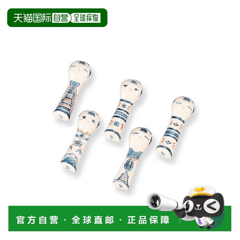 日本直邮九谷烧筷架木芥子娃娃餐桌摆件