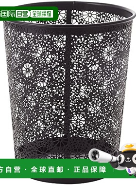 【日本直邮】Pearl Metal珍珠金属 垃圾桶 钢/蕾丝花纹 黑色N-824