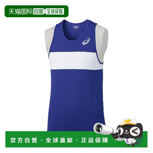日本直邮ASICS M'S logo标识舒适透气拼色无袖背心 男款 蓝色吊带