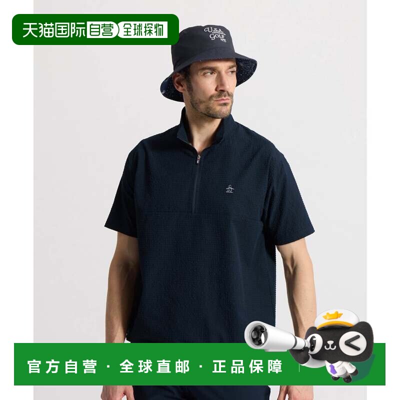 日本直邮MUNSINGWEAR 吸汗速干圆点网眼立领拉链短袖衬衫