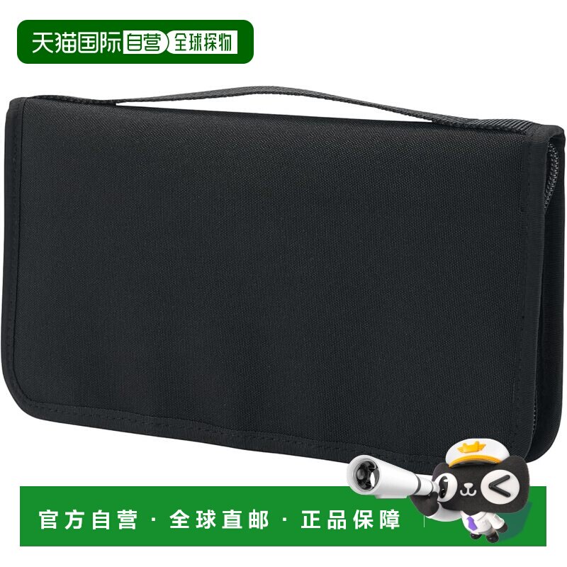 日本直邮无印良品 聚酯纤维带透明袋多功能护照夹/收纳包 黑