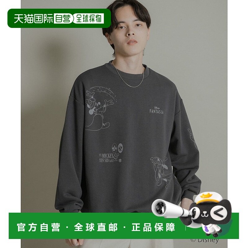 1h可退 日本直邮SENSE OF PLACE男装宽松迪士尼联名图案圆领卫衣