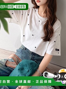 日本直邮Classical Elf 春夏迷你爱心刺绣短袖T恤 [C04519EW01396