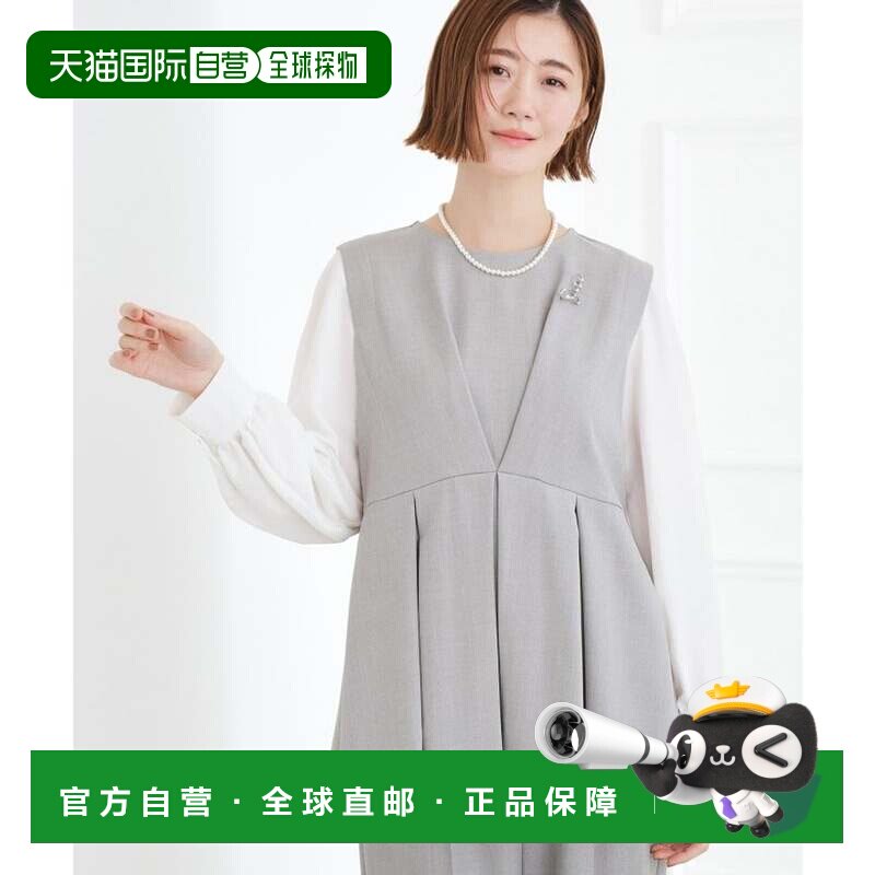 日本直邮grove 可换装组合袖拼接荷叶边上衣 灰色012外套套装裙子