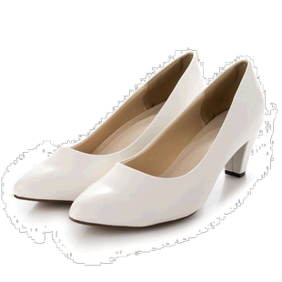 【日本直邮】Menuemenueflyly4E粗跟尖头6厘米高跟鞋(白色浅口单