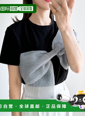 1h可退 日本直邮&. NOSTALGIA 女士拼接蝴蝶结短袖T恤  10195