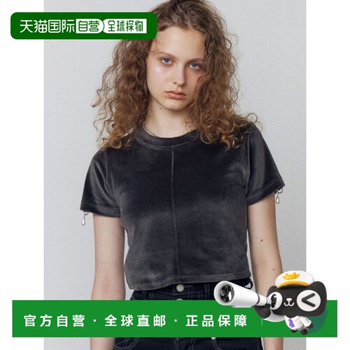 日本直邮EMODA 女装 贝珠镂空丝绒T恤 半袖设计可【付后1h可退】