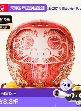 日潮跑腿KAGAMI江户切子 招福达摩大福水晶玻璃摆件 红色 Q337-23