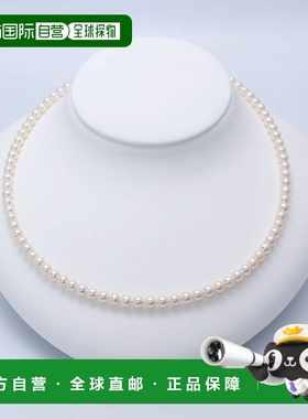 日本直邮小珍珠项链4.5毫米白粉色Akoya Pearl白金18K白金