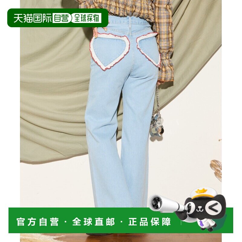 日本直邮CIAOPANIC TYPY 女士 心形蕾丝装饰喇叭牛仔裤 TYZ105130图片