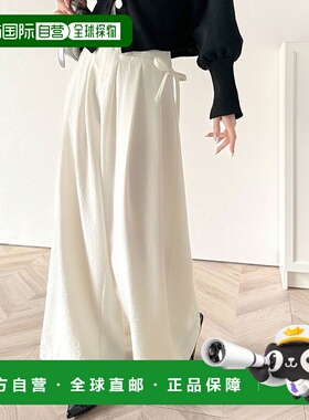 日本直邮Classical Elf 侧带丝带三褶高腰阔腿裤 C04519EW012153