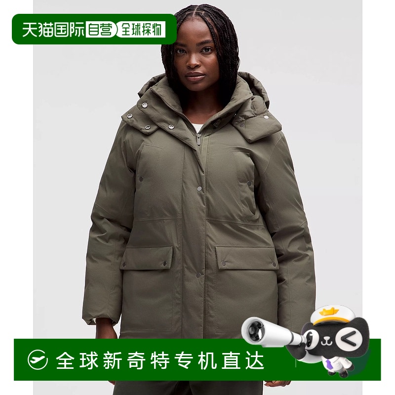 1h可退 日潮跑腿Lululemon露露乐蒙 防水宽大连帽保暖羽绒服 LW4C