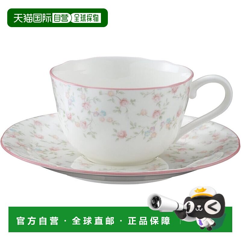 【日本直邮】则武 茶杯茶碟套装 骨瓷220cc 玫瑰花图T59387A/9940图片