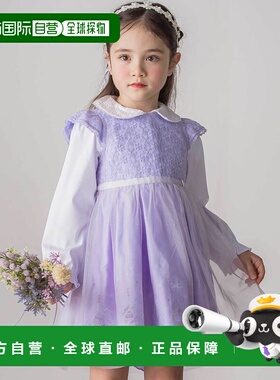 1h可退 日本直邮SLAP SLIP 女童花卉蕾丝刺绣荷叶边背带裙 180380