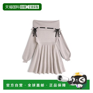 日本直邮日潮 配色丝带露肩针织迷你连衣裙ru1292 GRL