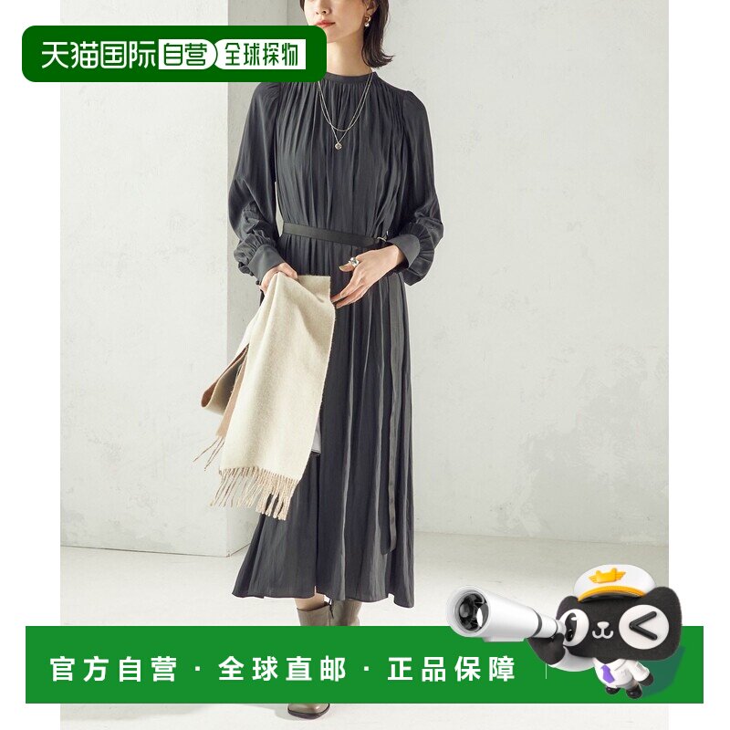 日本直邮SHIPS 女装 长袖收褶显瘦连衣裙 附腰带设计 314570012