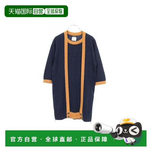日本直邮中古Chanel香奈儿女B级9新one piece连衣裙羊毛上衣蓝色