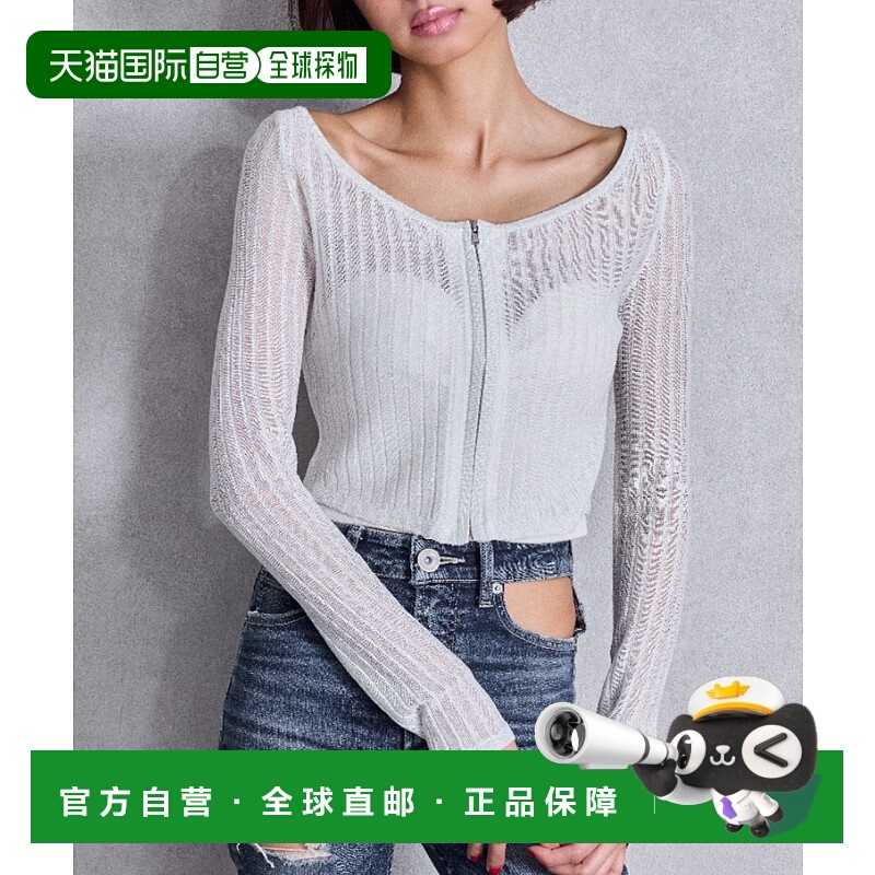 1h可退 日本直邮GYDA女装闪亮透视短款开衫针织外套 072542833401