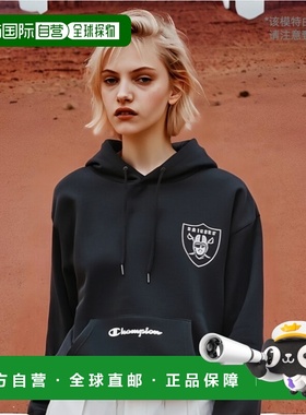 日本直邮Champion 连帽运动衫C3-U125黑色(090)深蓝色(385)NFL美