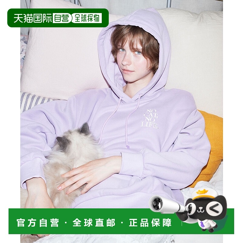 1h可退 日本直邮mmts 女装 宽松猫主题刺绣连帽衫 半拉链设计 161