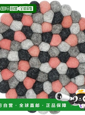 【日本直邮】丸真 Nepal 尼泊尔Pokopoko 圆形锅垫 粉色 手工制作