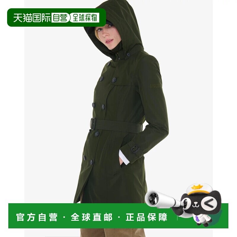 日本直邮AIGLE 风衣 防水 Gore-Tex 带帽长款 军绿色 - 实物图