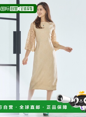日本直邮日本直邮DRESS+ cy88218 连衣裙 蕾丝七分袖提花印花连衣