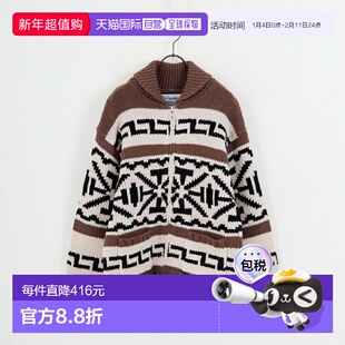 1h可退 日本直邮THE ALASKAN 男装 卡其顿针织外套 几何提花设计