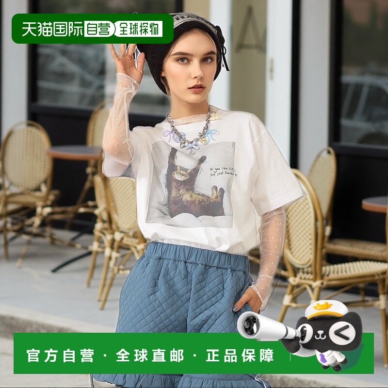 1h可退 日本直邮mmts 女装 清水奈绪联名 猫咪图案短袖T恤 160401,女装/女士精品,T恤,淘宝优惠券,粉丝福利购,淘宝优惠卷