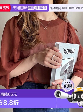 日本直邮JUNOAH 气球袖透明泡泡袖衬衫内搭 JU5602EW02931