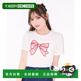 1h可退 日本直邮apres jour 女士波点刺绣蝴蝶结T恤 459298女装