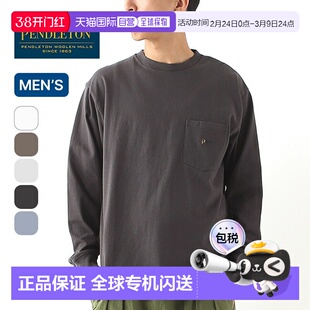 日本直邮Pendleton 男士徽标 EMB 长袖 T恤 (5475-1014) - 长袖 T