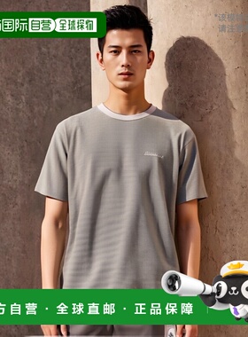 日本直邮通用整体T恤短袖男式边框 MICRO BORDER TEE 灰色海军橄