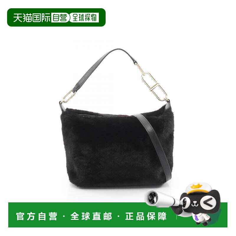 日本直邮中古Furla芙拉女包A级95新Handbag手包剪绒斜挎包黑色BRA