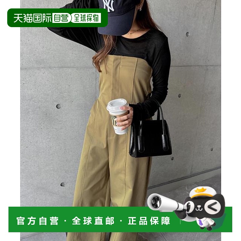 1h可退 日本直邮andme 露肩帆布吊带裤新款连体衣