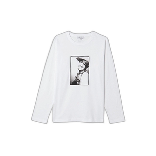 日本直邮agnes b. 男女同款Alain Dister照片印花长袖T恤 EY96SEG
