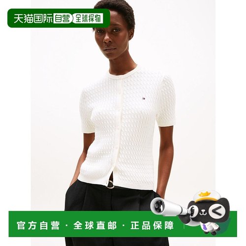 日本直邮TOMMY HILFIGER 纯棉细针织短袖圆领开衫 [TO3203EW01263