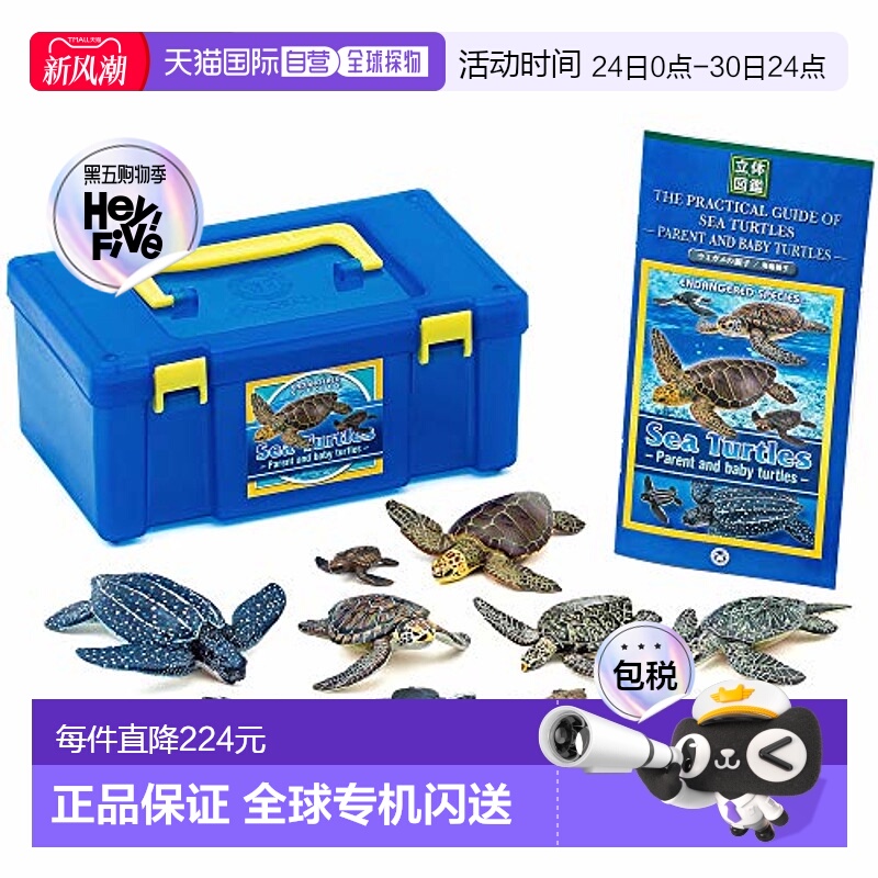 【日本直邮】COLORATA 海龟亲子盒3D爬行动物海龟仿真公仔盒套装
